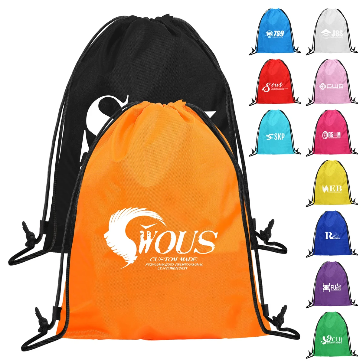 210D Polyester Drawstring Backpack Bundle Pocket 1