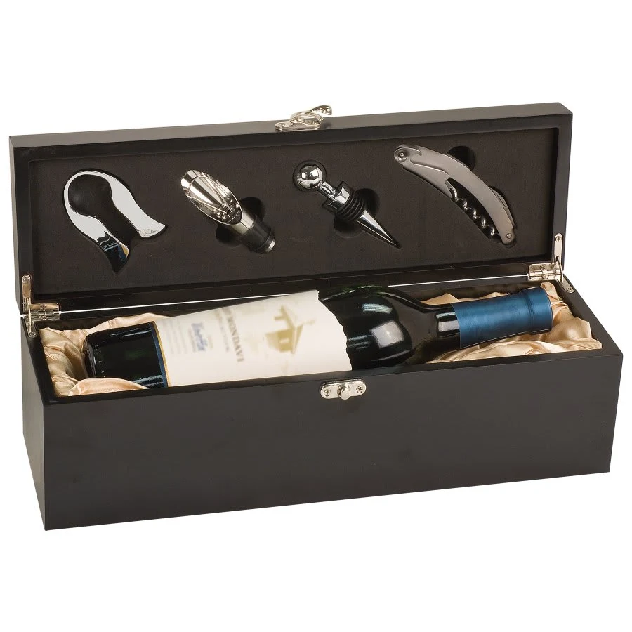 Black Matte Black Finish Single Wine Box with Tools 1