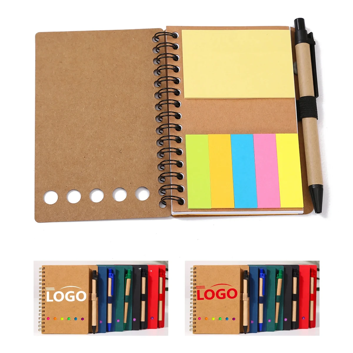 Spiral Notebook Lined Notepad with Pen and Sticky Notes 1