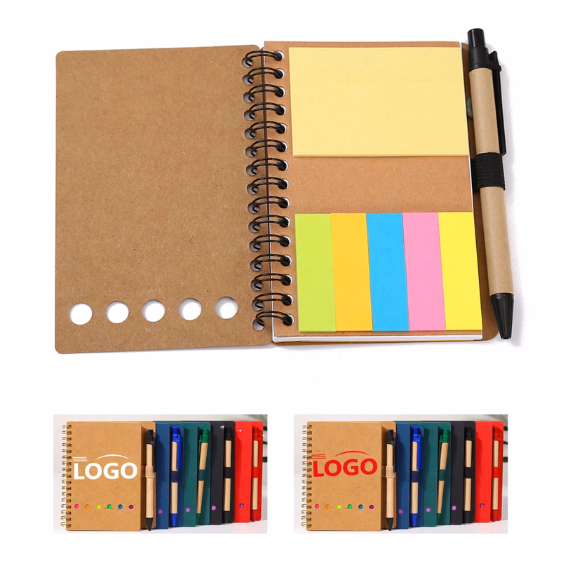 Spiral Notebook Lined Notepad with Pen and Sticky Notes