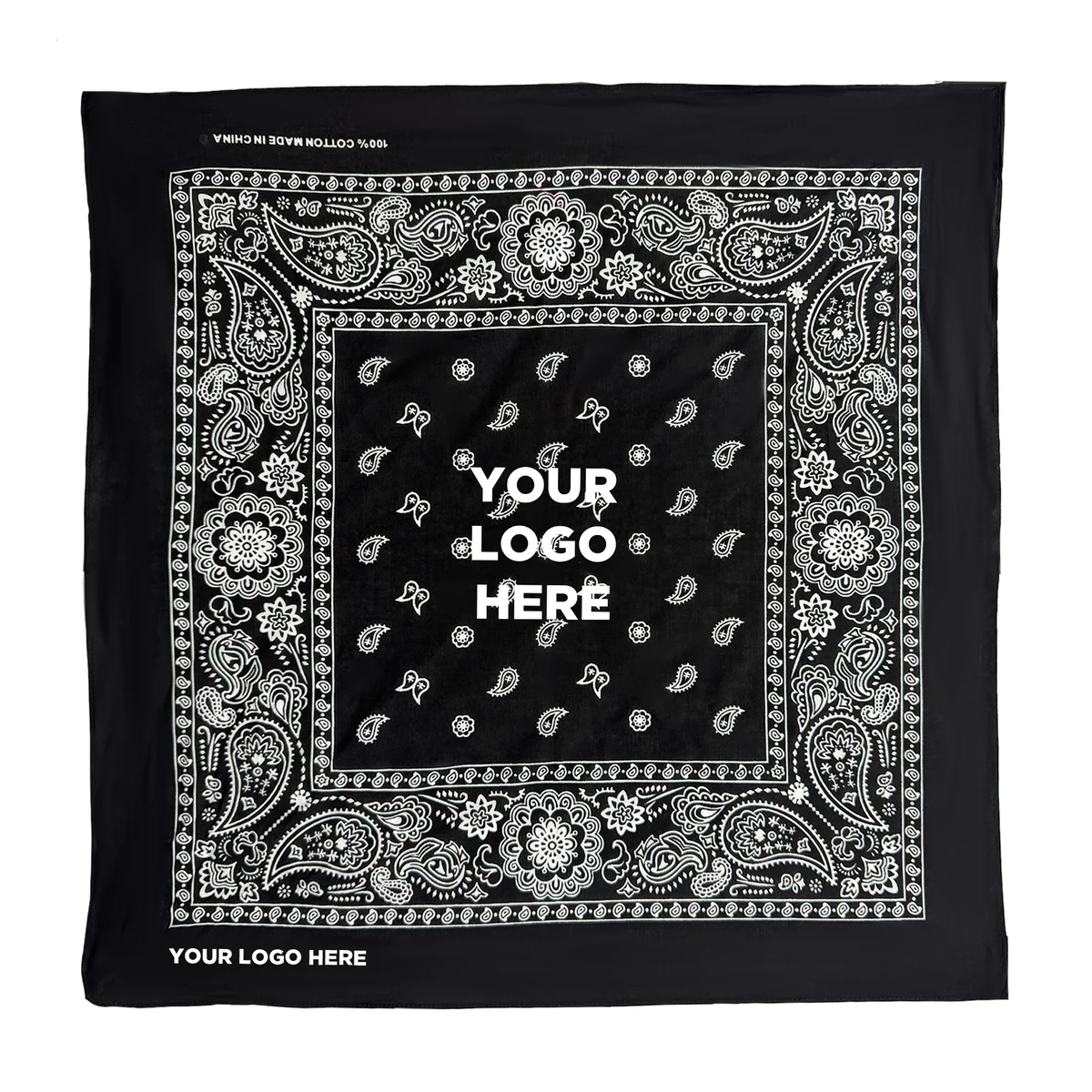 Black Cotton Bandana 22" x 22" 1