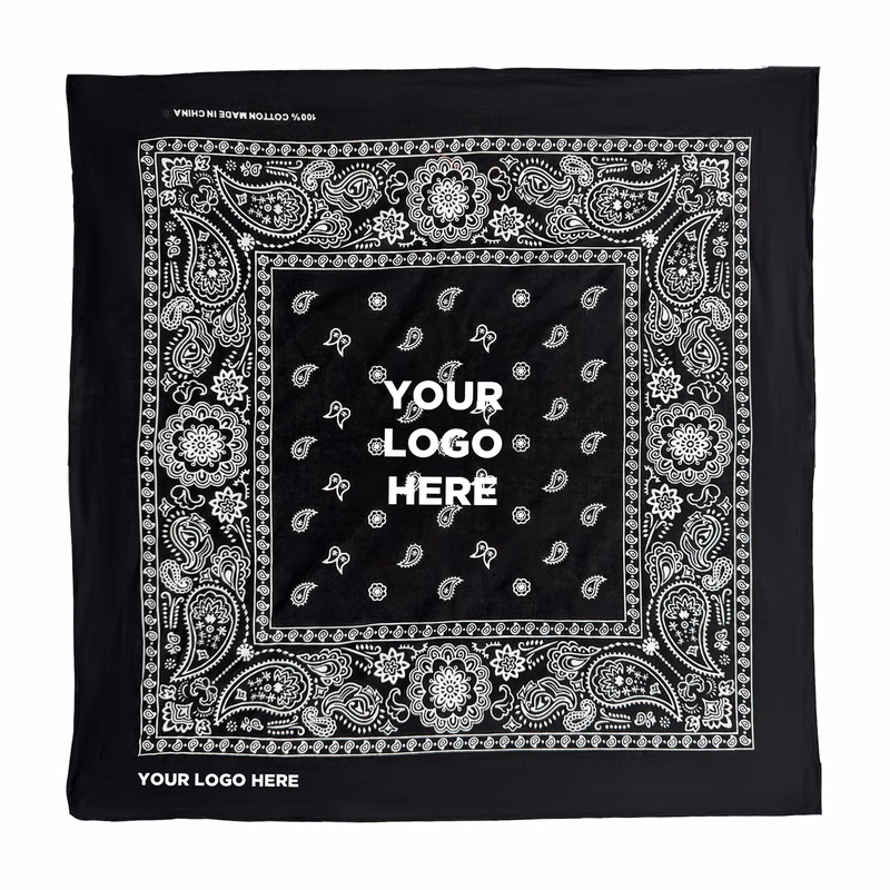 Black Cotton Bandana 22" x 22"
