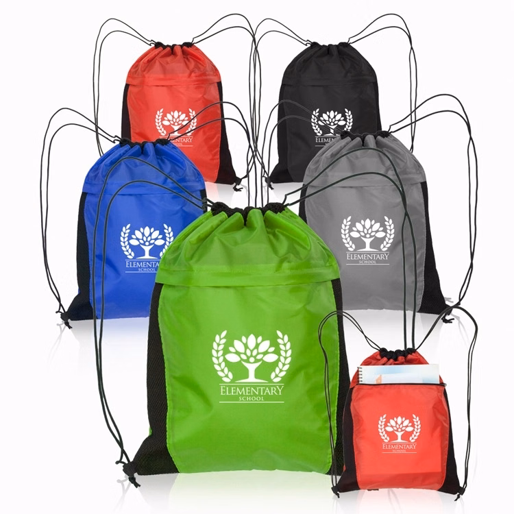 Drawstring Cinch Bag Backpack With Mesh Pocket