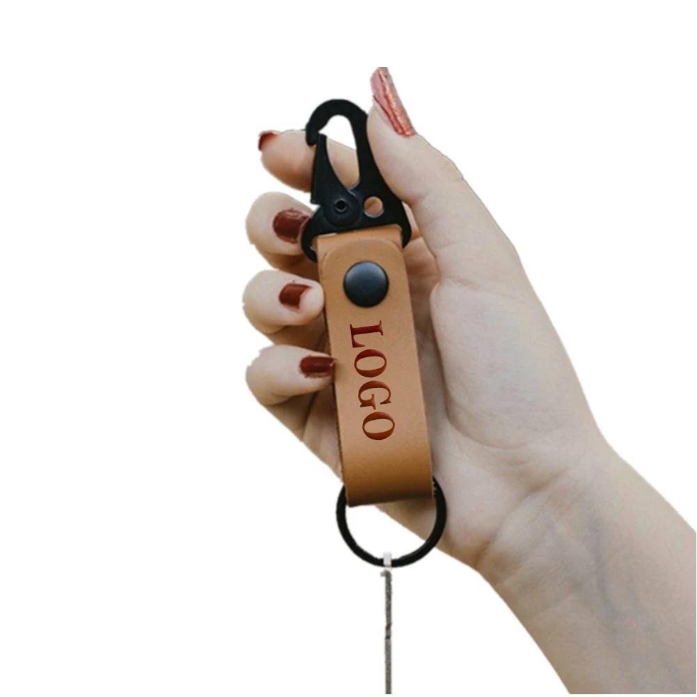 Leather Keychain With Antique Nickel Carabiners 1