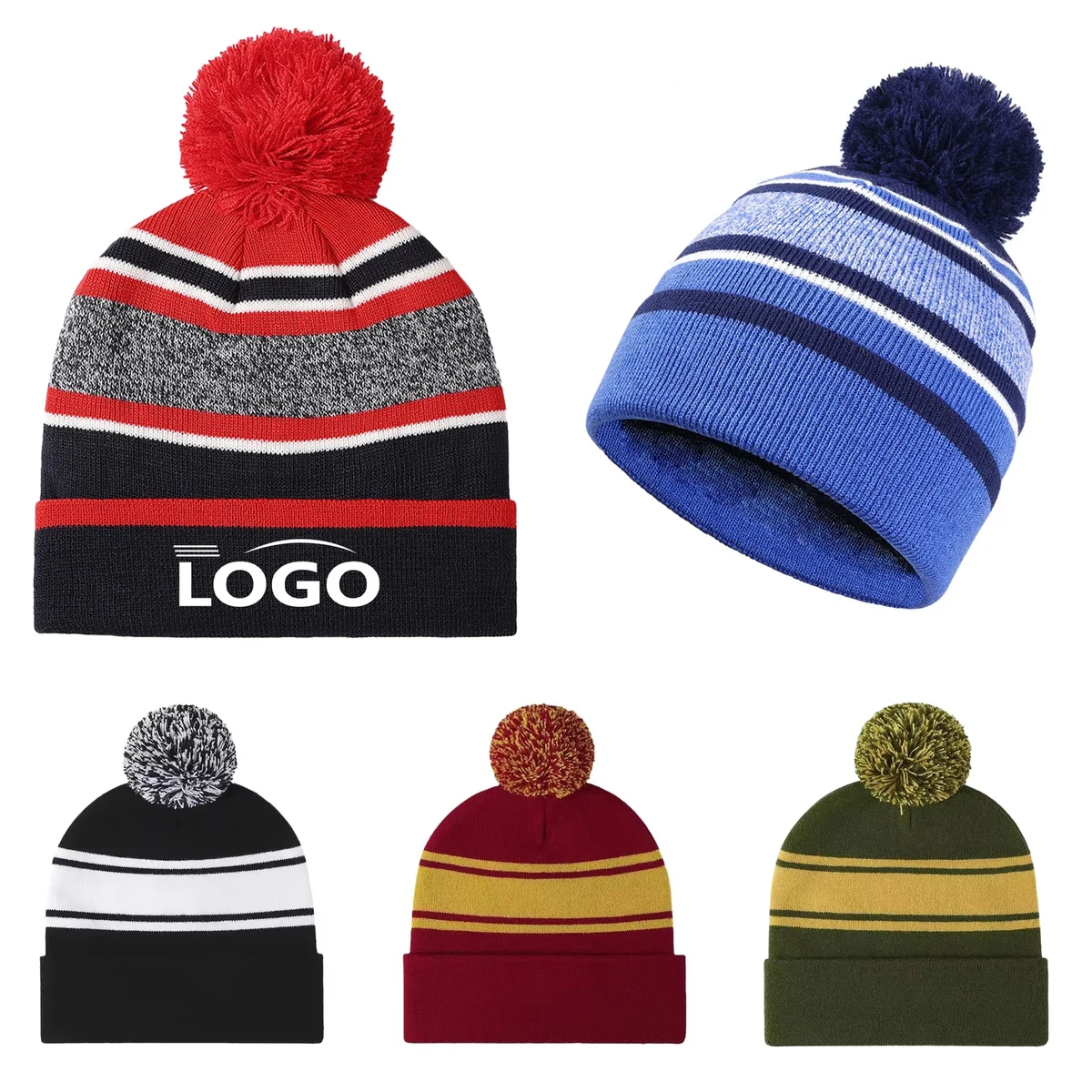 Knit Warm Beanie With Pom 1