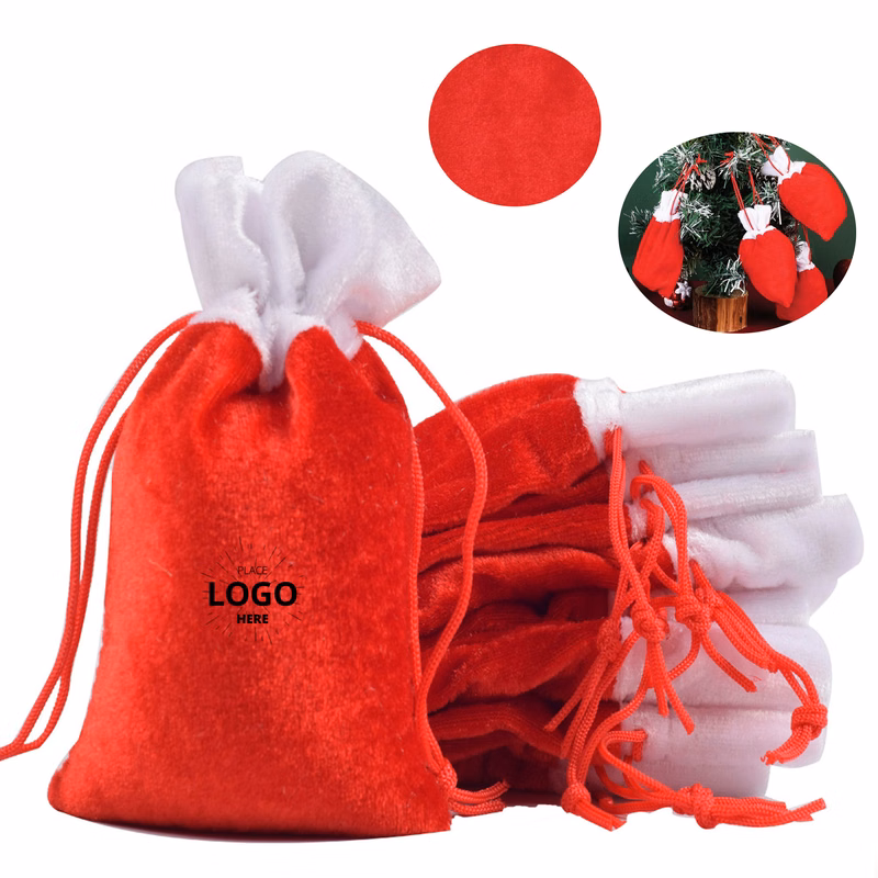 Polyester Christmas Drawstring Gift Bag