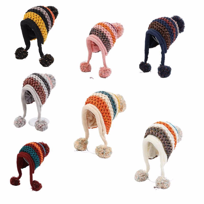 Women Winter Peruvian Cover Ears Beanie Hat MOQ 10