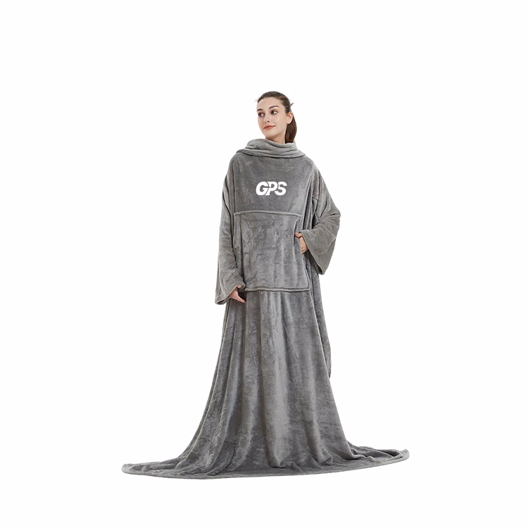 Large Fleece Plush Sleeved Wrap Robe Blanket