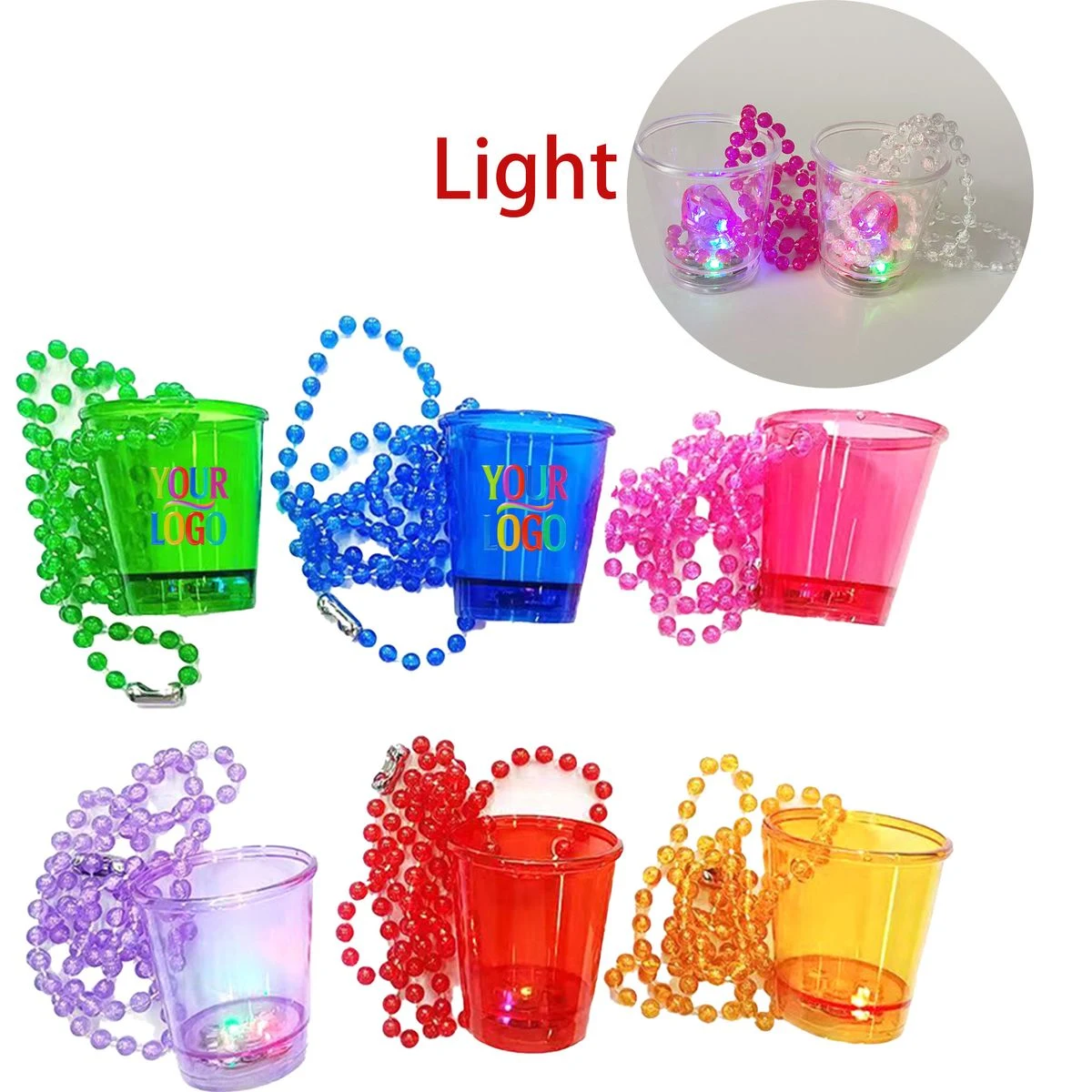 Mardi Gras Themed LED Shot Glass Beaded Necklace 1