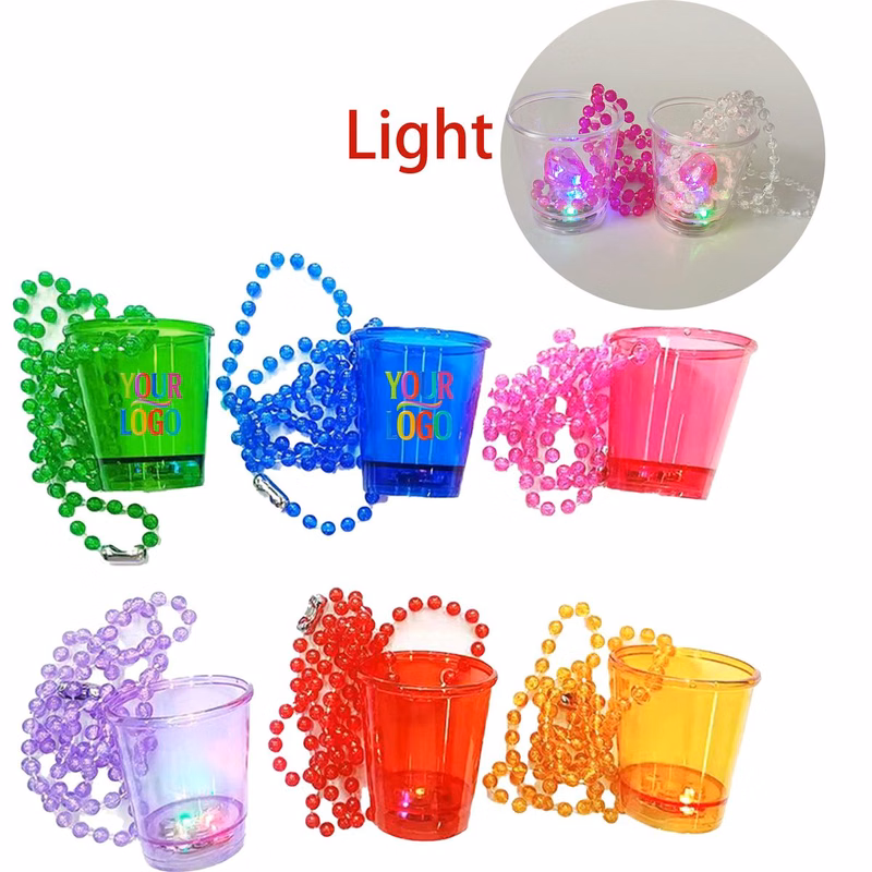 Mardi Gras Themed LED Shot Glass Beaded Necklace