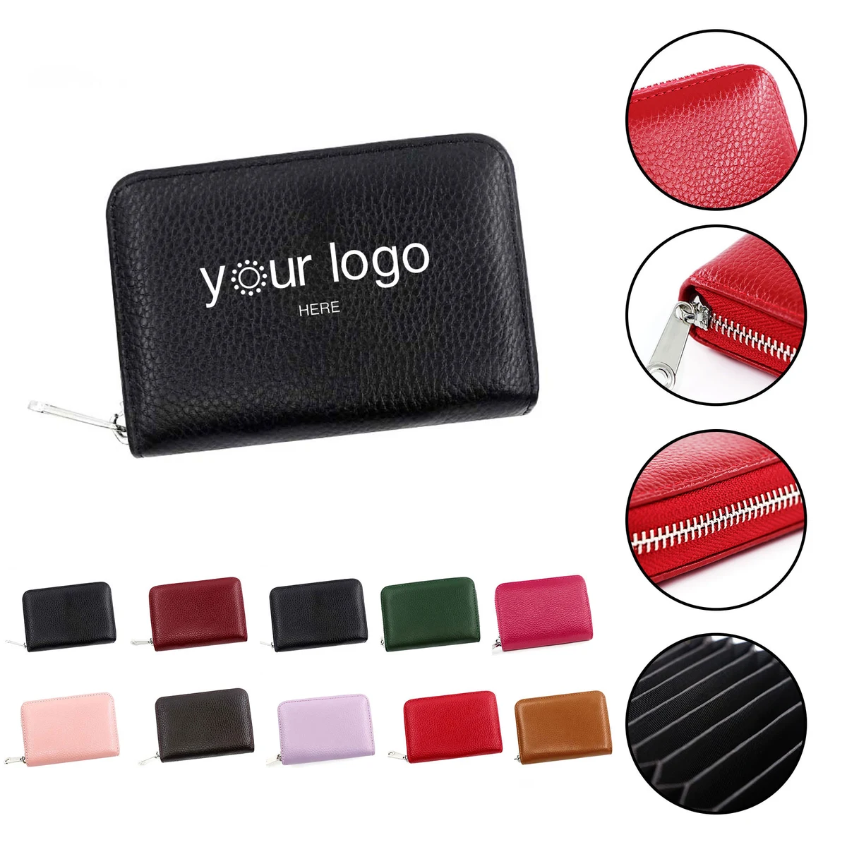Rfid 12 Card Slots Leather Accordion Wallet With Zipper 1