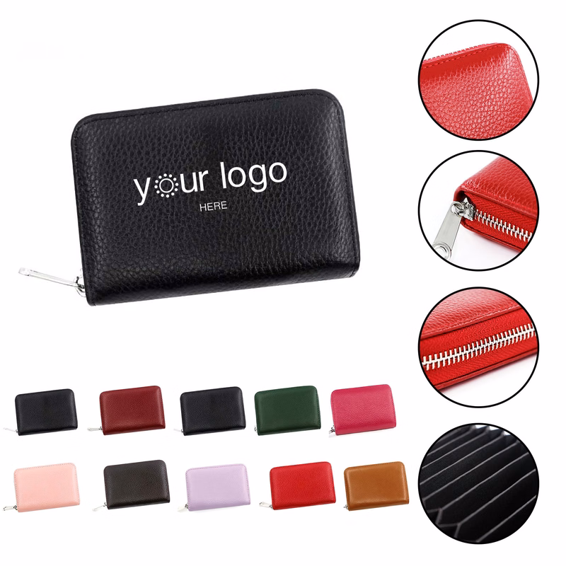 Rfid 12 Card Slots Leather Accordion Wallet With Zipper