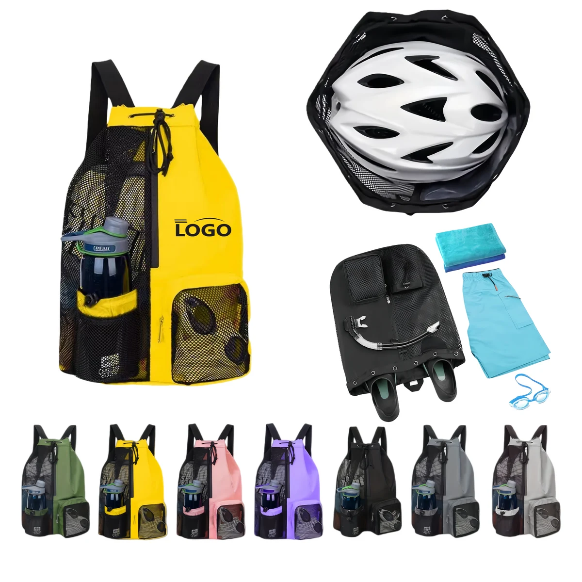 Mesh Backpack Swimming Drawstring Bag 1