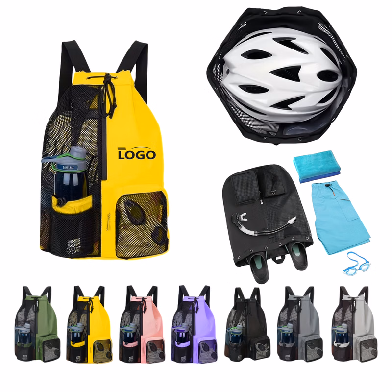 Mesh Backpack Swimming Drawstring Bag