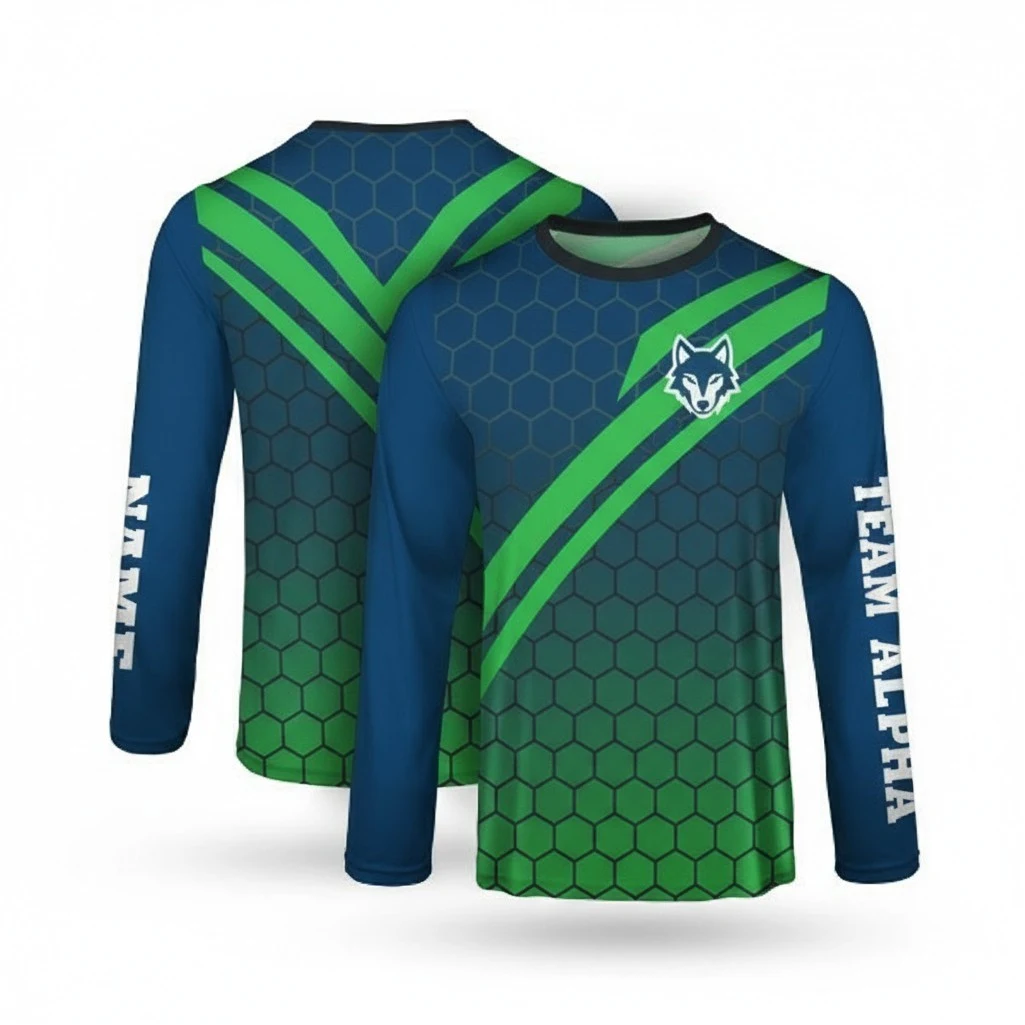 Custom Sublimated Long Sleeve T Shirt 5.3 Oz 1