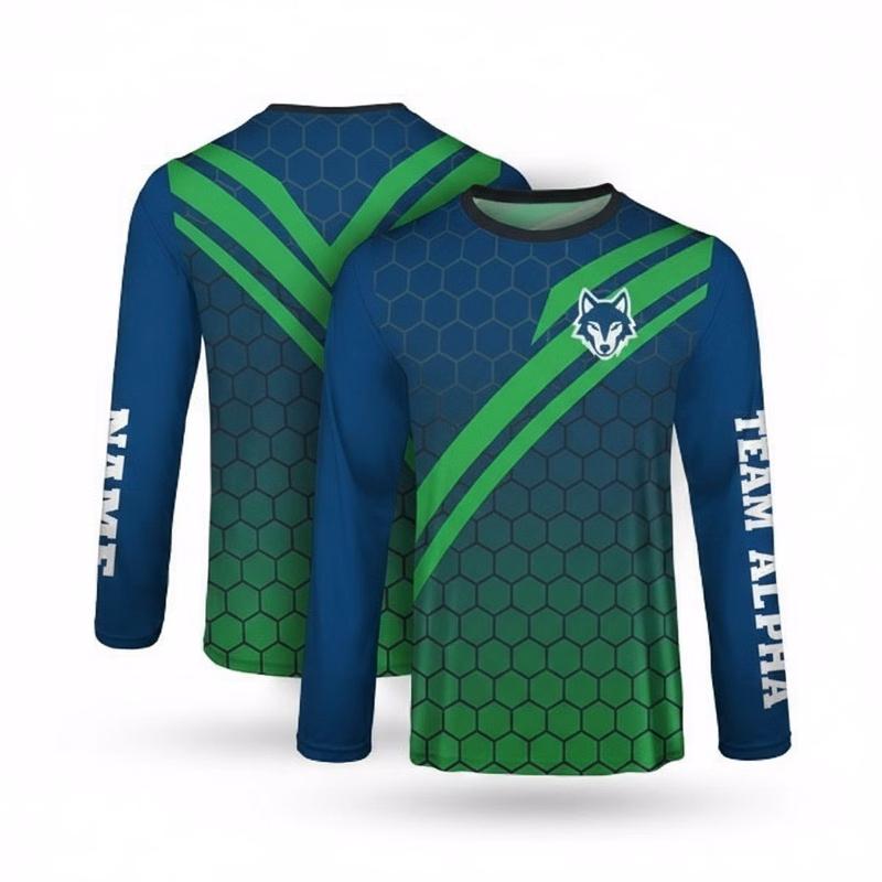Custom Sublimated Long Sleeve T Shirt 5.3 Oz