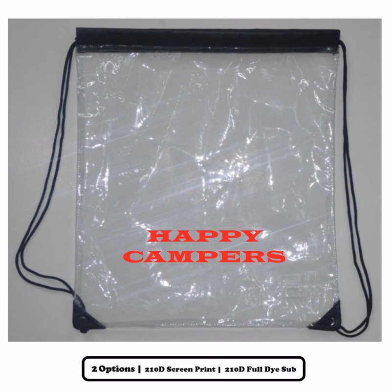 Screen Printed Clear Polyester Drawstring Bag