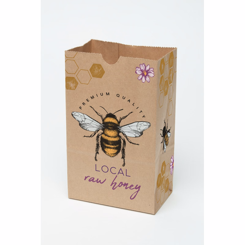 SOS 4# Multi-Sided Full Color Natural Paper Bag (5" x 8.5" x 3.125")