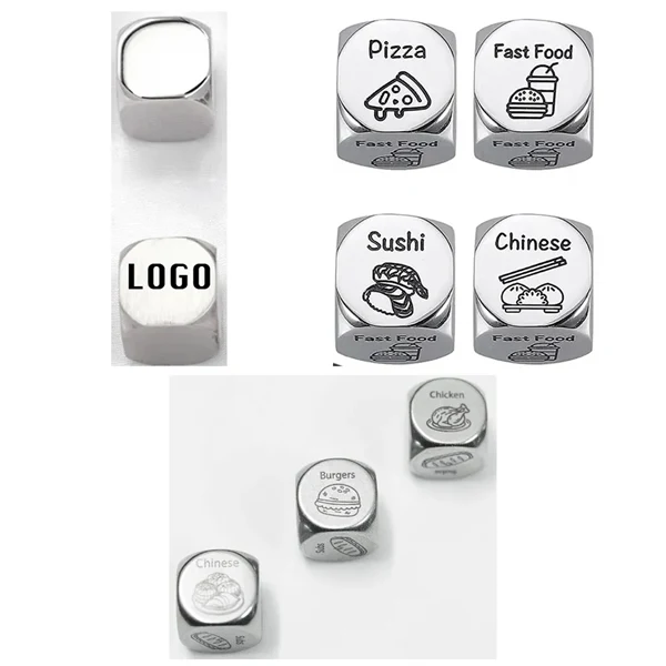 Custom Stainless Steel Decision Dice Laser Engraved — Promotional Game Item 1