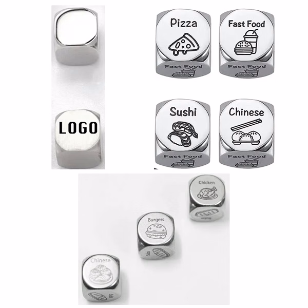 Custom Stainless Steel Decision Dice Laser Engraved — Promotional Game Item
