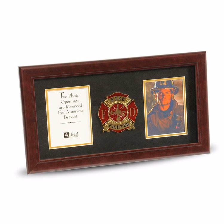 Firefighter Medallion 4-Inch by 6-Inch Double Picture Frame