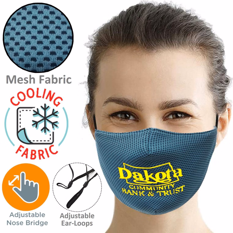 3-Layer Cooling Face Mask w/Screen Print Antibacterial Masks