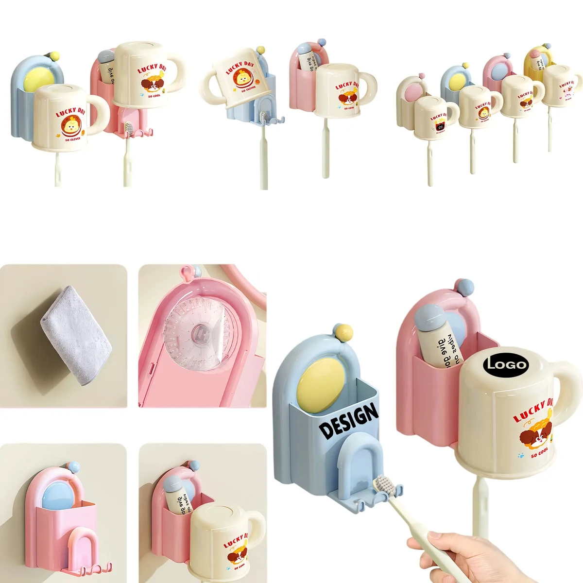 Strong Suction Arch Toothbrush Holder With Cartoon Design 1