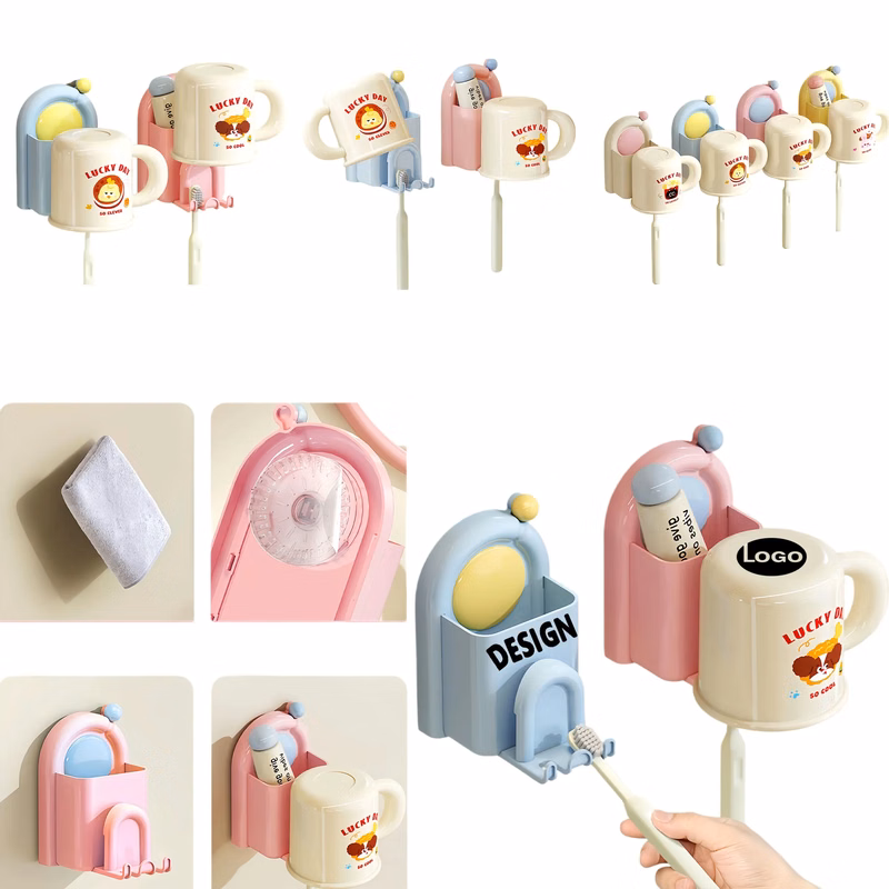 Strong Suction Arch Toothbrush Holder With Cartoon Design