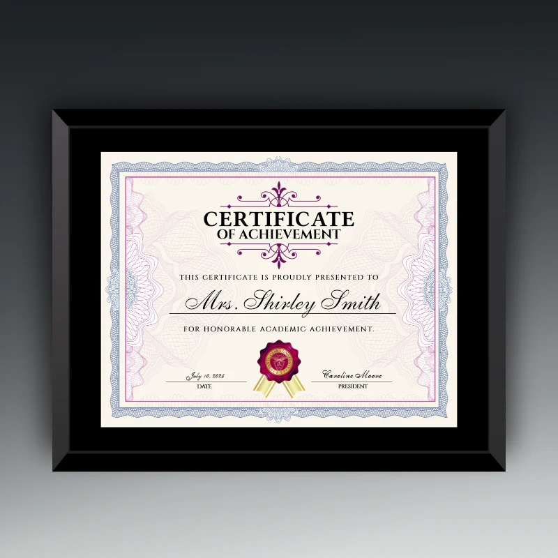 Black Glass Certificate Frame 11" X 14" 1