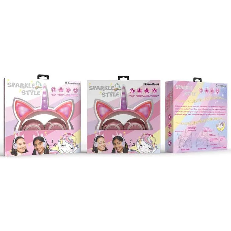 Cat Unicorn LED Wired Headsets - Pink 1