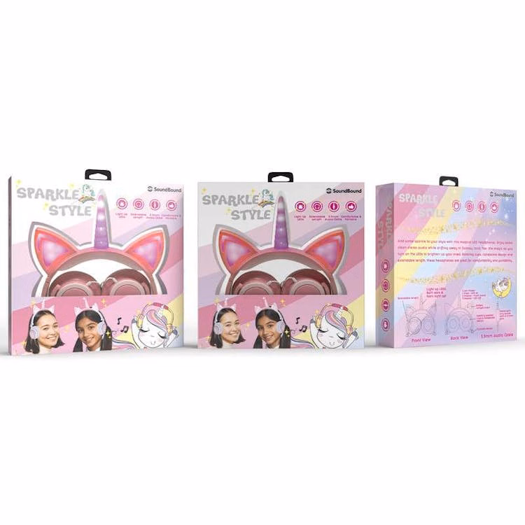 Cat Unicorn LED Wired Headsets - Pink