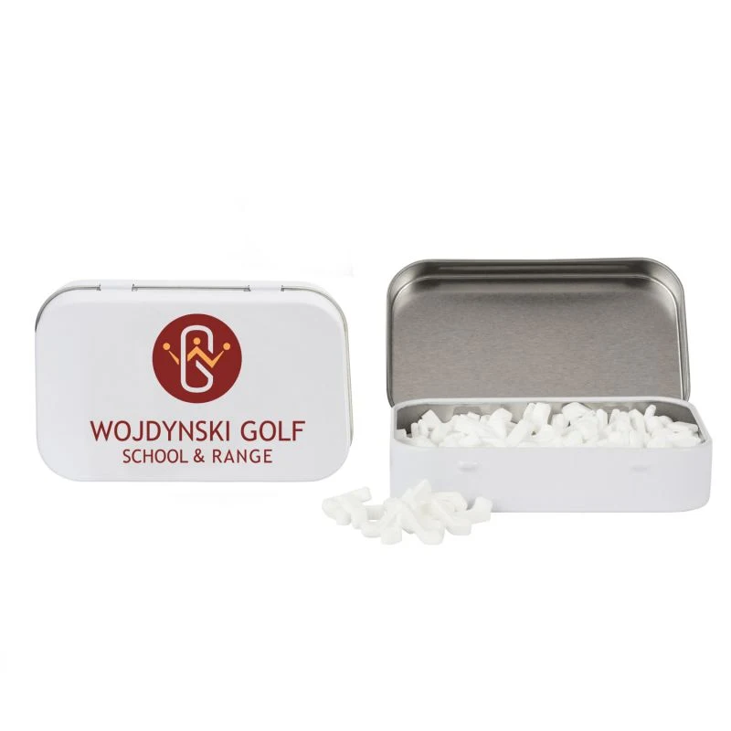 Rectangular Tin with Golf Club Shaped Mints 1