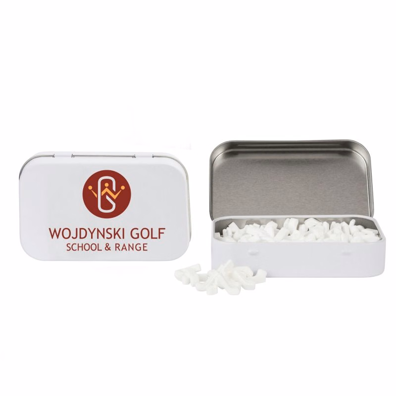 Rectangular Tin with Golf Club Shaped Mints