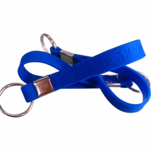 1/2 Inch Debossed Silicone Wristband Keychain