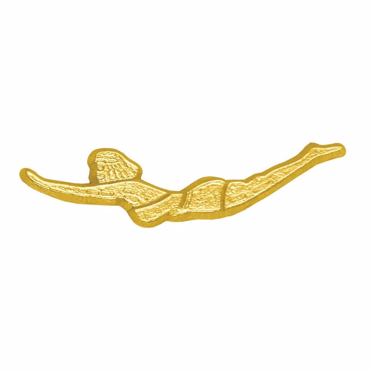 Female Swimmer Bright Gold Chenille Lapel Pin