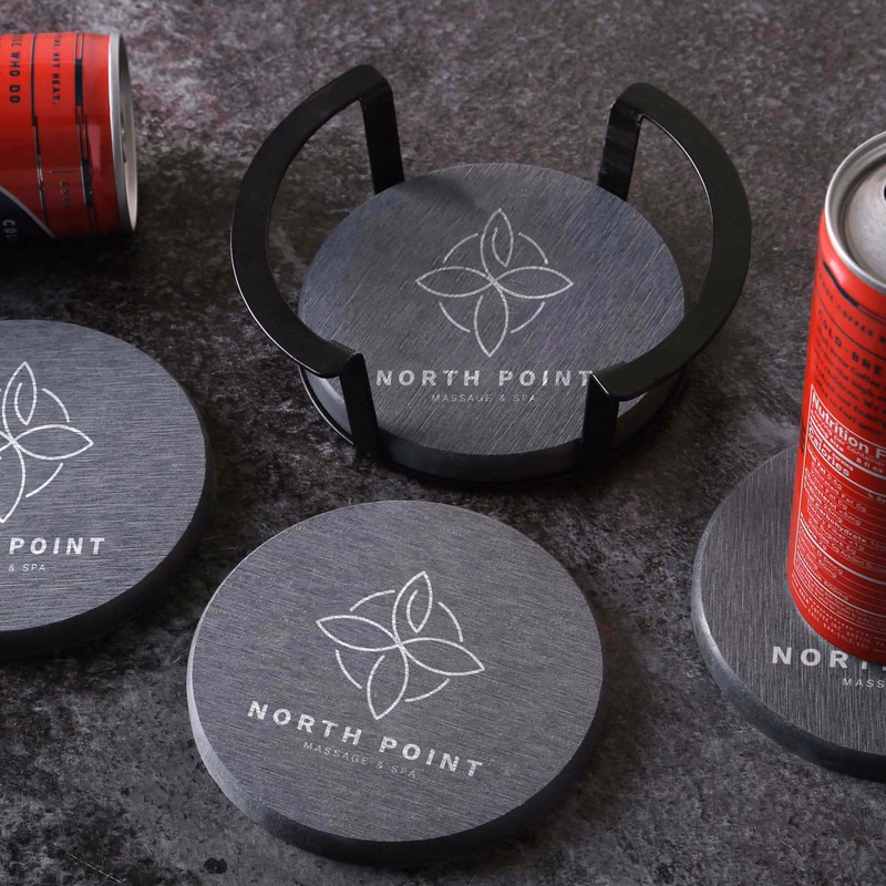 Relic Diatomite Coaster: 4 pc Set in Metal Stand
