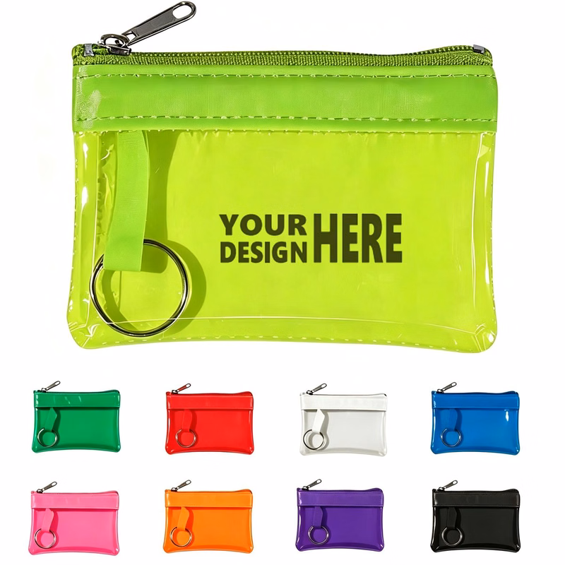 Colorful Clear PVC Coin Purse With Keyring