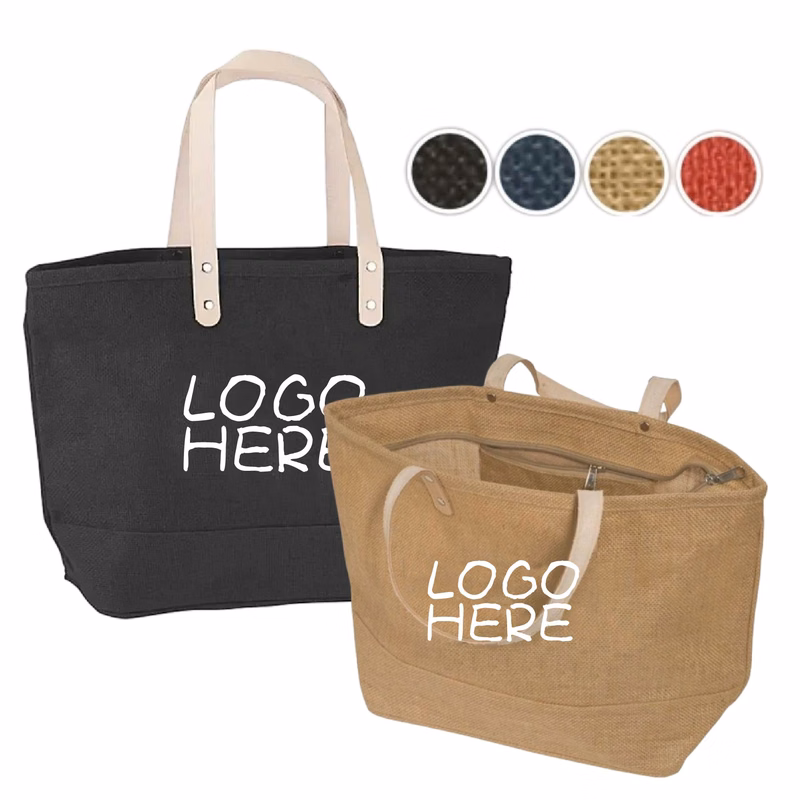Zipper Jute Tote