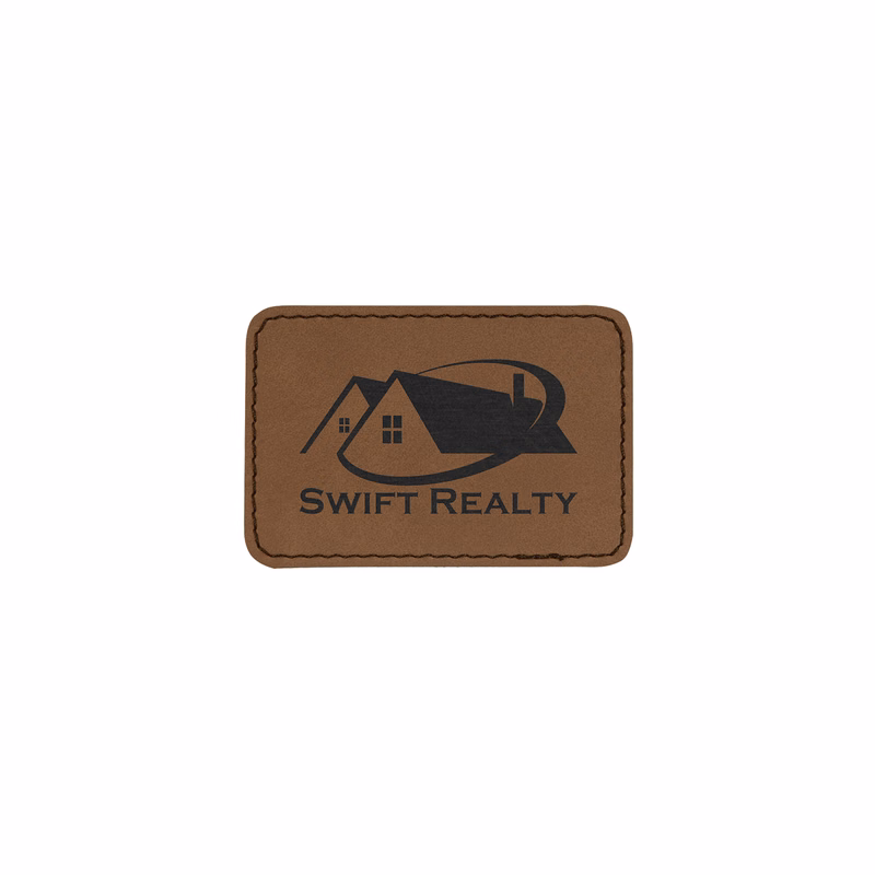 3" x 2" Dark Brown Leatherette Rectangular Patch with Adhesive
