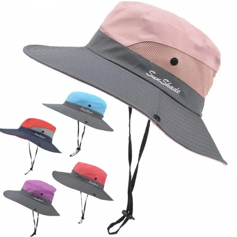 UV Protection Bucket Fishing Hat with Ponytail-Hole 1