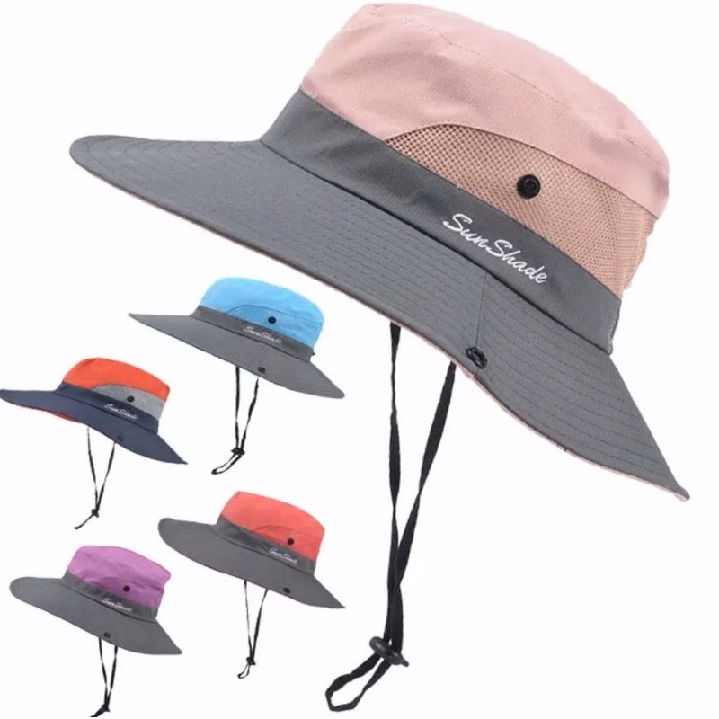 UV Protection Bucket Fishing Hat with Ponytail-Hole