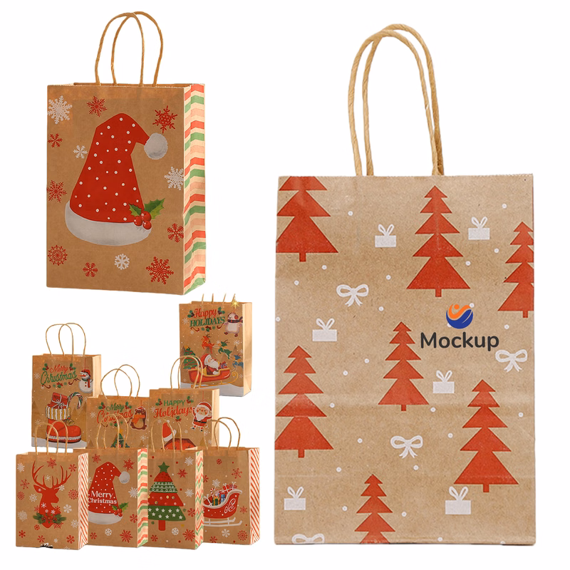 Christmas Grocery Kraft Paper Bag