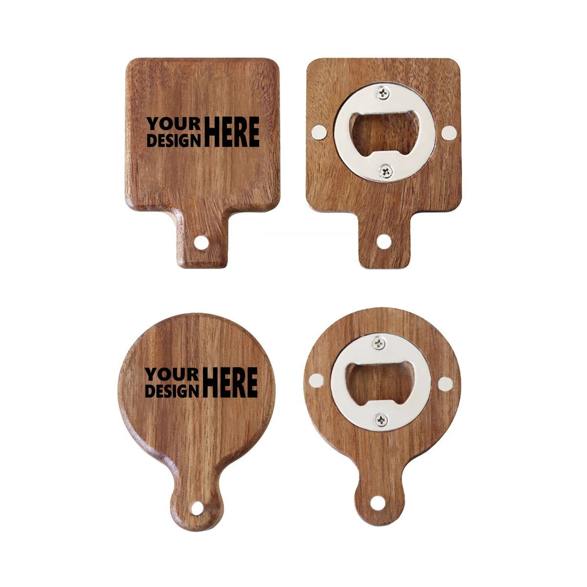 Wooden Bottle Opener with Magnetic Fridge Sticker 1