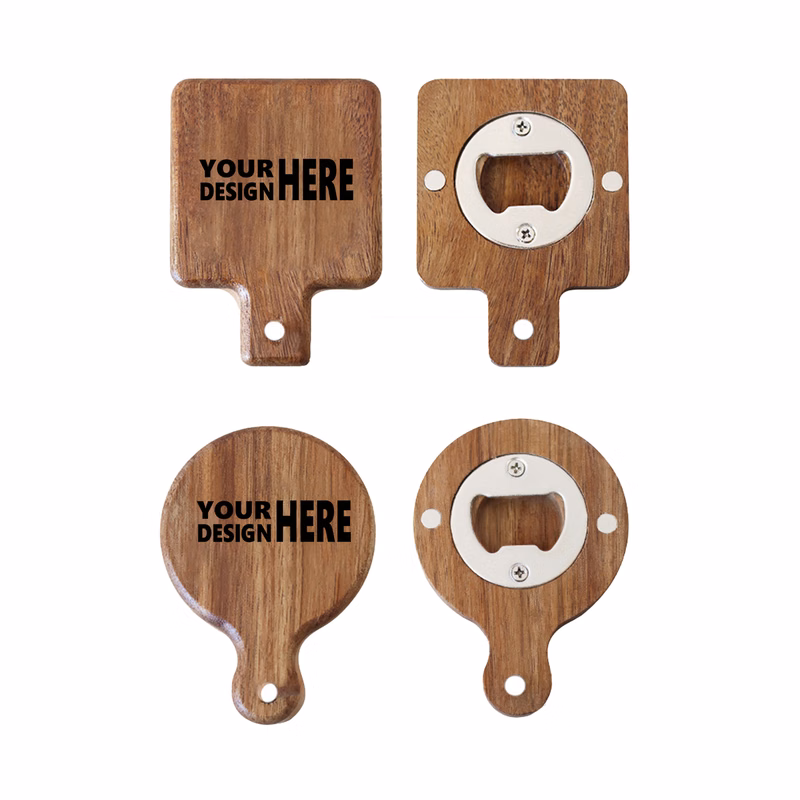 Wooden Bottle Opener with Magnetic Fridge Sticker