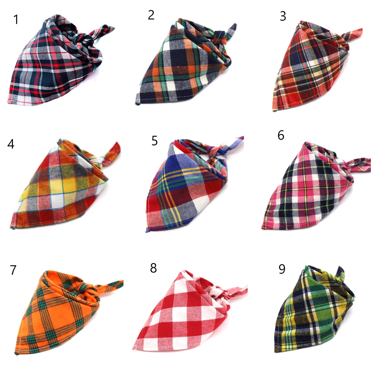 Dog Bandanas Triangle Plaid Bib 1