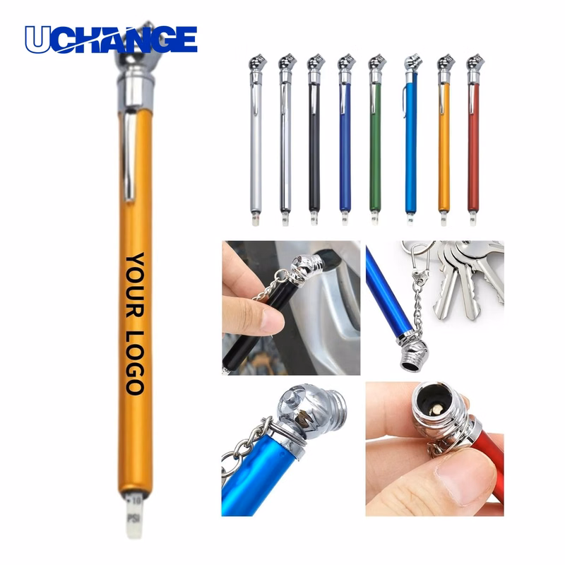 Aluminium ABS Tire Pressure Gauge Keychain Tool for Auto Use