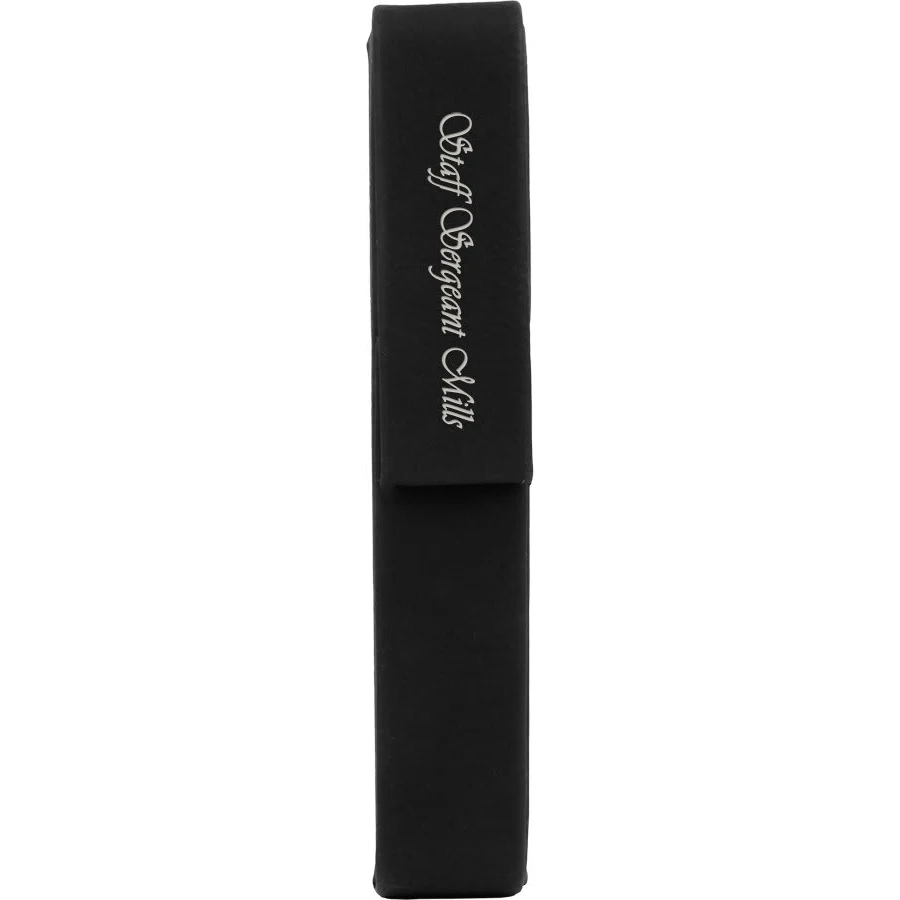6 1/2" x 1" Black/Silver Leatherette Single Pen Case 1