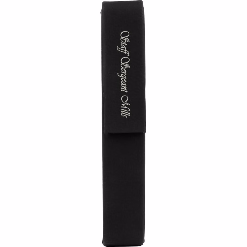 6 1/2" x 1" Black/Silver Leatherette Single Pen Case
