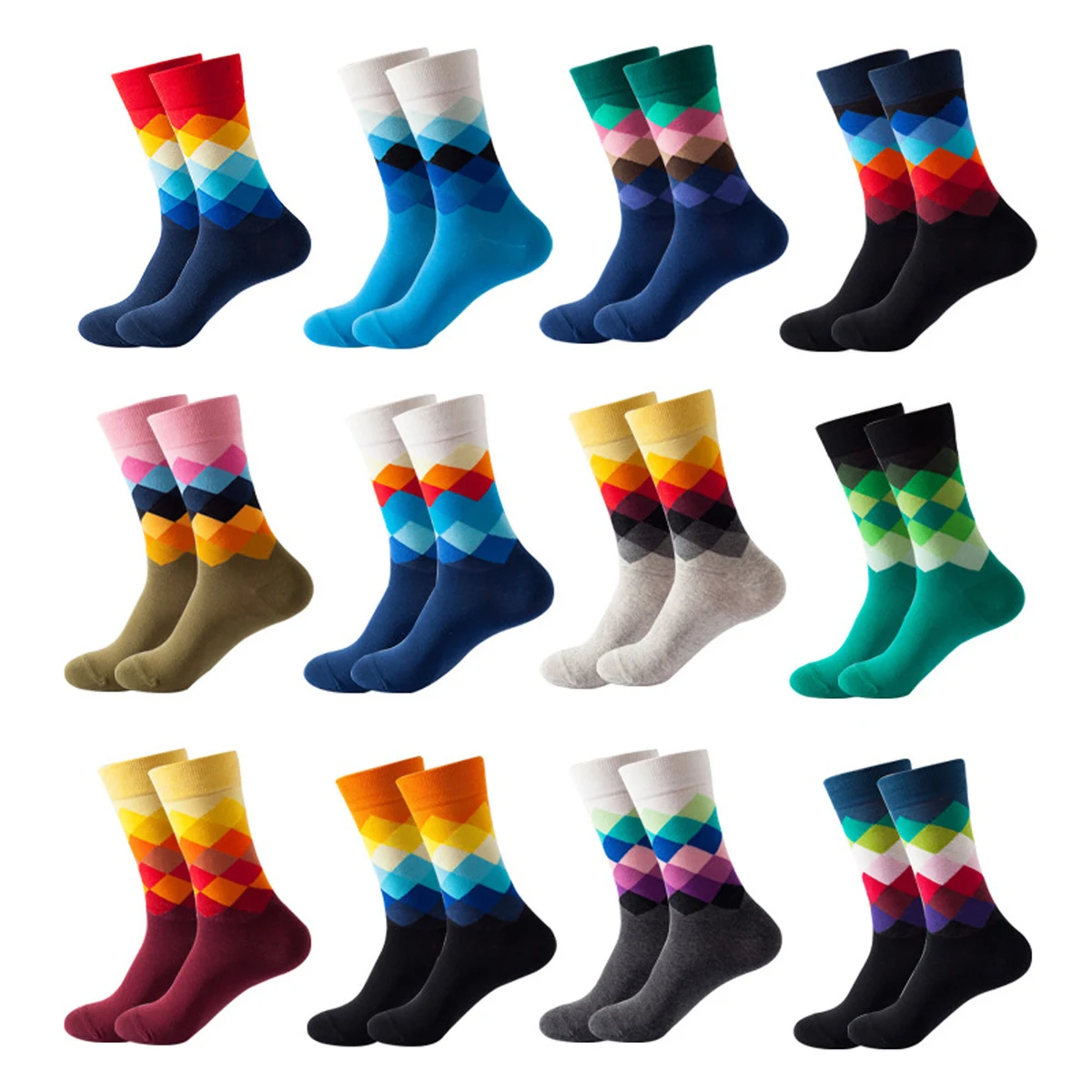 Unisex Patterned Fun Colorful Casual Cotton Dress Socks 1