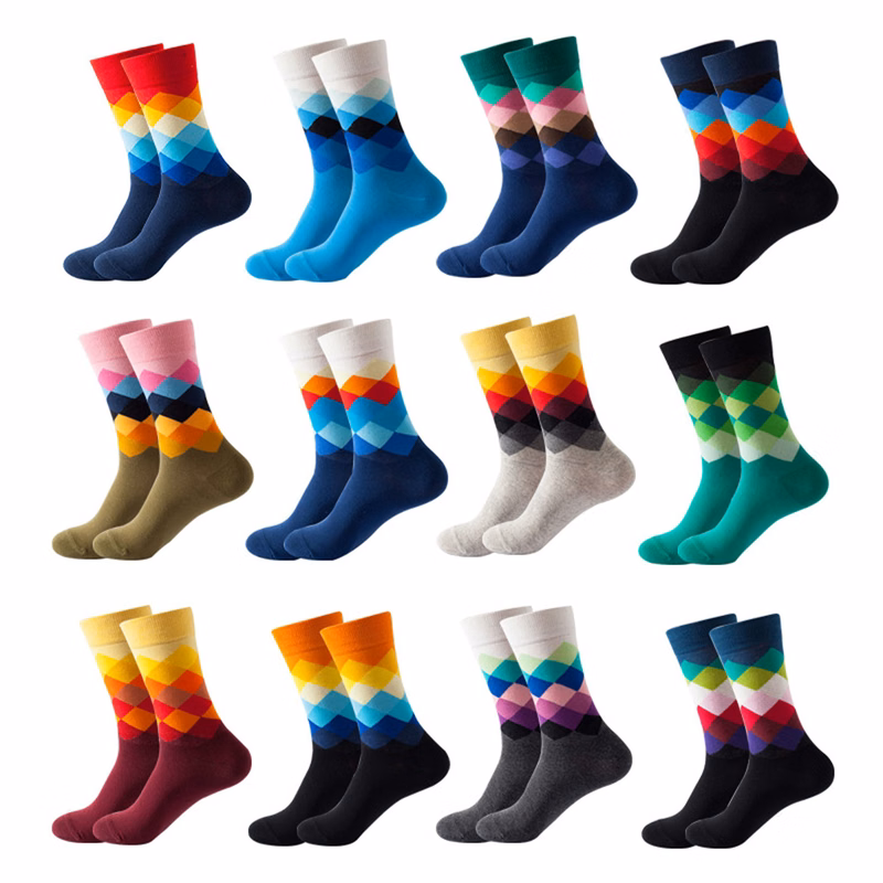 Unisex Patterned Fun Colorful Casual Cotton Dress Socks